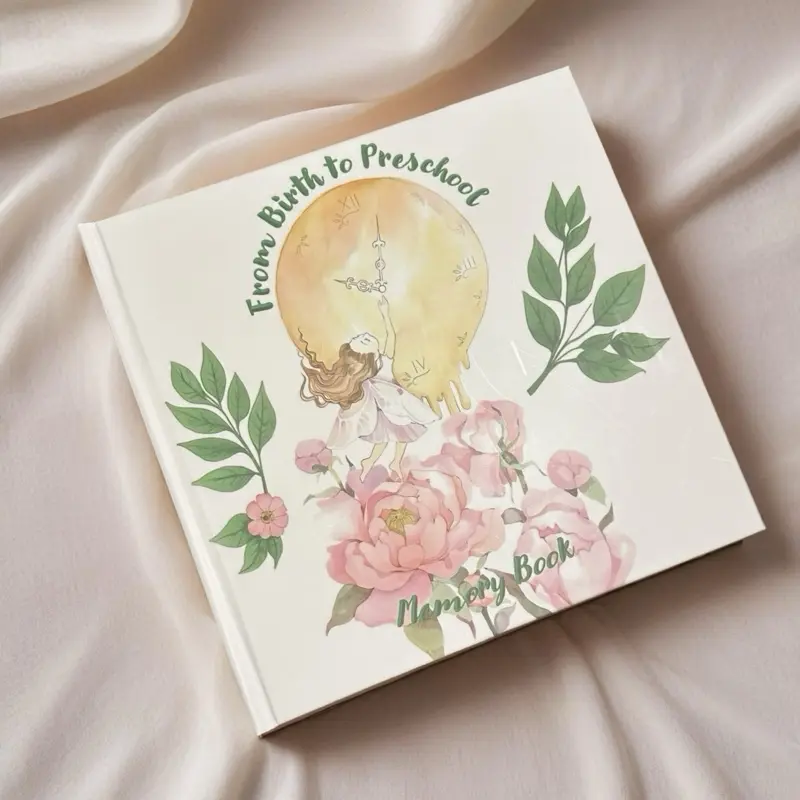 AllBabyPrints Baby Memory Book from Birth to Preschool with Floral Design and Fairy Illustrations