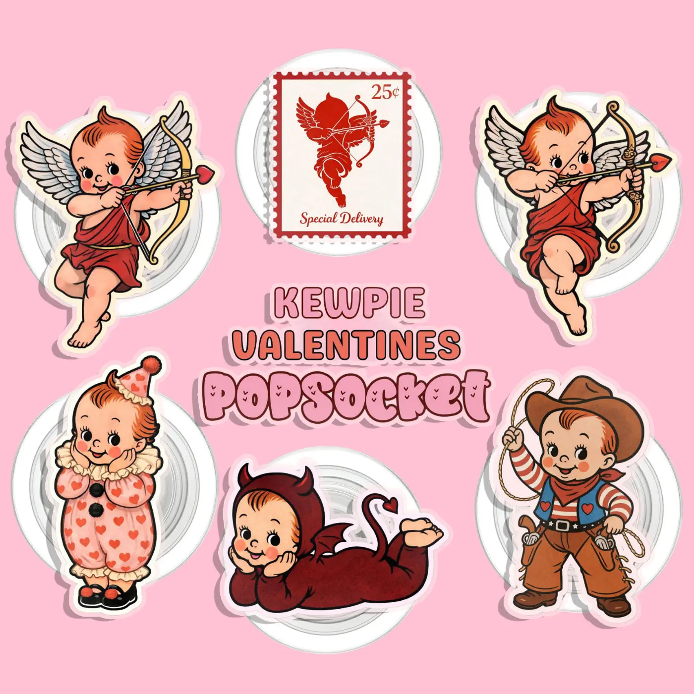 Kewpie Valentine Love Kindle Grip Kewpie Baby MagSafe Phone Grip Cute Love Phone Holder, Kawaii Style Grip, Gift for Phone or Kindle Lovers Magnetic Pop Socket Phone Grip Phone Grip Kindle Grip Popsocket Valentine's Day Gift
