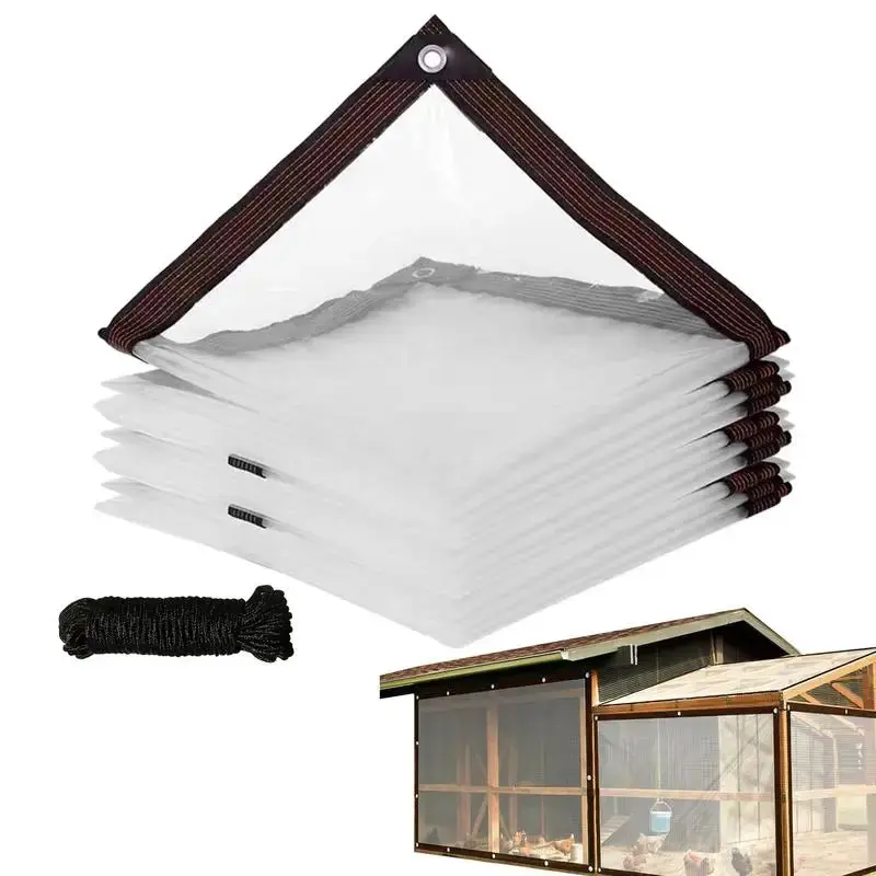 Thicken PVC Transparent Waterproof Tarpaulin Garden Rainproof Clear Poly Tarp Plant Cover Insulation Shed Cloth for Chicken shed