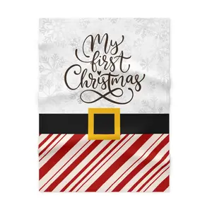 My First Christmas Baby Blanket | Santa Belt Candy Cane Design