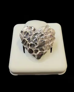 Ali Jewelers Silver Heart Nugget Ring - Fashion Costume Jewelry Accessory, On-Trend Nugget Rings