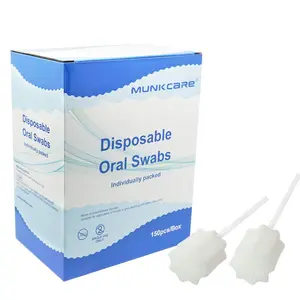 Oral Mouth Swabs Sponge Untreated and Unflavored for Baby & Elderly Oral Cleaning White 150 Counts