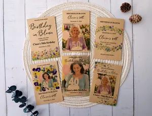 Eco-Friendly Kraft Paper Birthday Favor Bags | Custom Wildflower Seed Packets (No Seeds) | Personalized Party Gifts for 40+ Celebrations