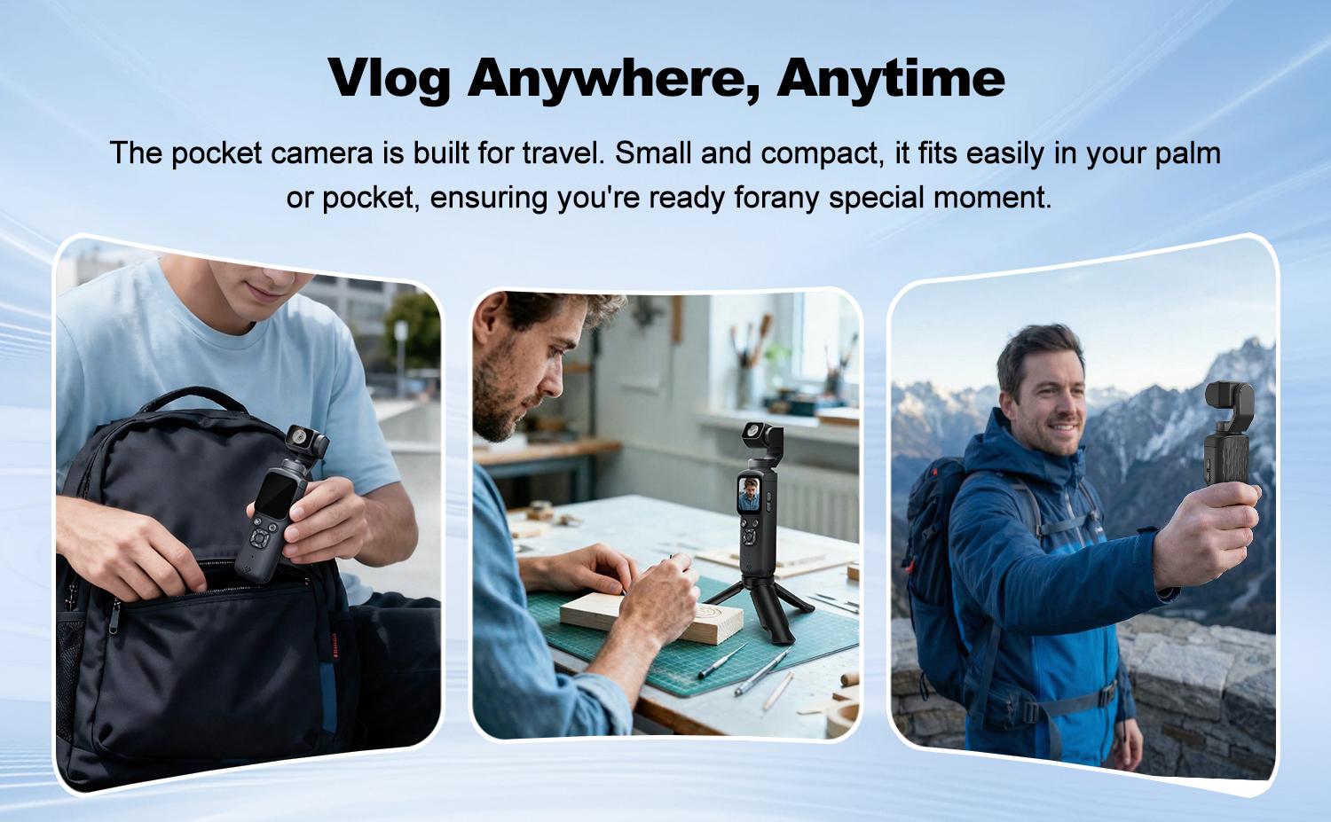 WIKICO Pocket Vlogging Camera with 4K/30fps Videos, Pocket Camera with FaceTracking, 4K Handheld Camera, Video Camcorder, Portable WiFi Vlogging Camera with 16GB Card, Tripod,summerwins,father'sdaygifts