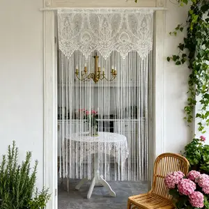 1 PC Macrame White Lace Door Curtain for Bedroom -NOT Include Curtain Rod Classic String Doorway Curtain for Living Room Kitchen Hallway Rod Pocket Top 39x78 Inch 1 Panel