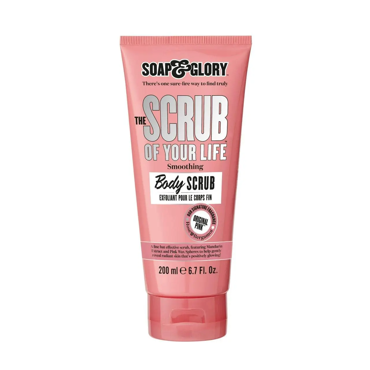 Soap & Glory Original Pink The Scrub of Your Life Body Exfoliator, 200 ml | Smoothing & Buffing Skin Exfoliant, Hydrates and Polishes with Shea Butter & Vitamin E, Rose & Bergamot Scent, Vegan