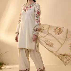 Women's Embroidered Farshi Shalwar 3-Piece Set