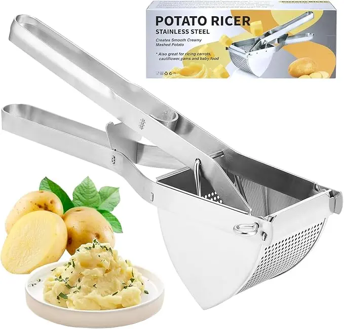 430 Food-Grade Rustproof Stainless Steel Potato Masher, Heavy-Duty Durable Detachable Vegetable Tool, Ergonomic Handle, Easy-Clean Dishwasher-Safe Kitchen Utensil for Mashed Potatoes, Homemade Baby Food (Versatile Use)