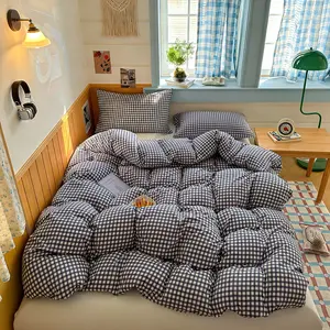 Minimalist checkered duvet set 2/3 set (1 duvet + 1/2 pillowcase), neutral style geometric check design, simple and practical, comfortable fabric, 9 size options, suitable for all seasons, suitable for bedroom, guest room and accommodation decoration, cre