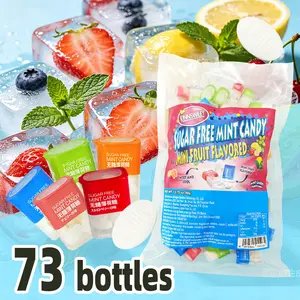 Sugar Free Mint Candy, 5 Fruit Flavors Mini Bottle Breath Mints, Individually Packed Refreshing Mint Candy for Fresh Breath, Office, Car, Travel, Purse, On-the-Go & Daily Use