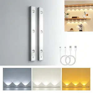 Under-cabinet lighting, LED rechargeable mobile sensor night light, adjustable brightness, Motion Sensor Night Light Indoor,1000mAh USB Rechargeable Light,Magnetic Installation for kitchens, bedrooms, wardrobes and kitchen wall cabinets lighting,2 pack.