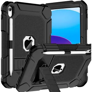 for iPad A16 11th Generation Case (11 Inch, 2025), iPad 10th Generation 10.9" 2022 - with Kickstand & Pencil Holder, Heavy Duty Shockproof Protective iPad 11th 10th Gen Case, Black