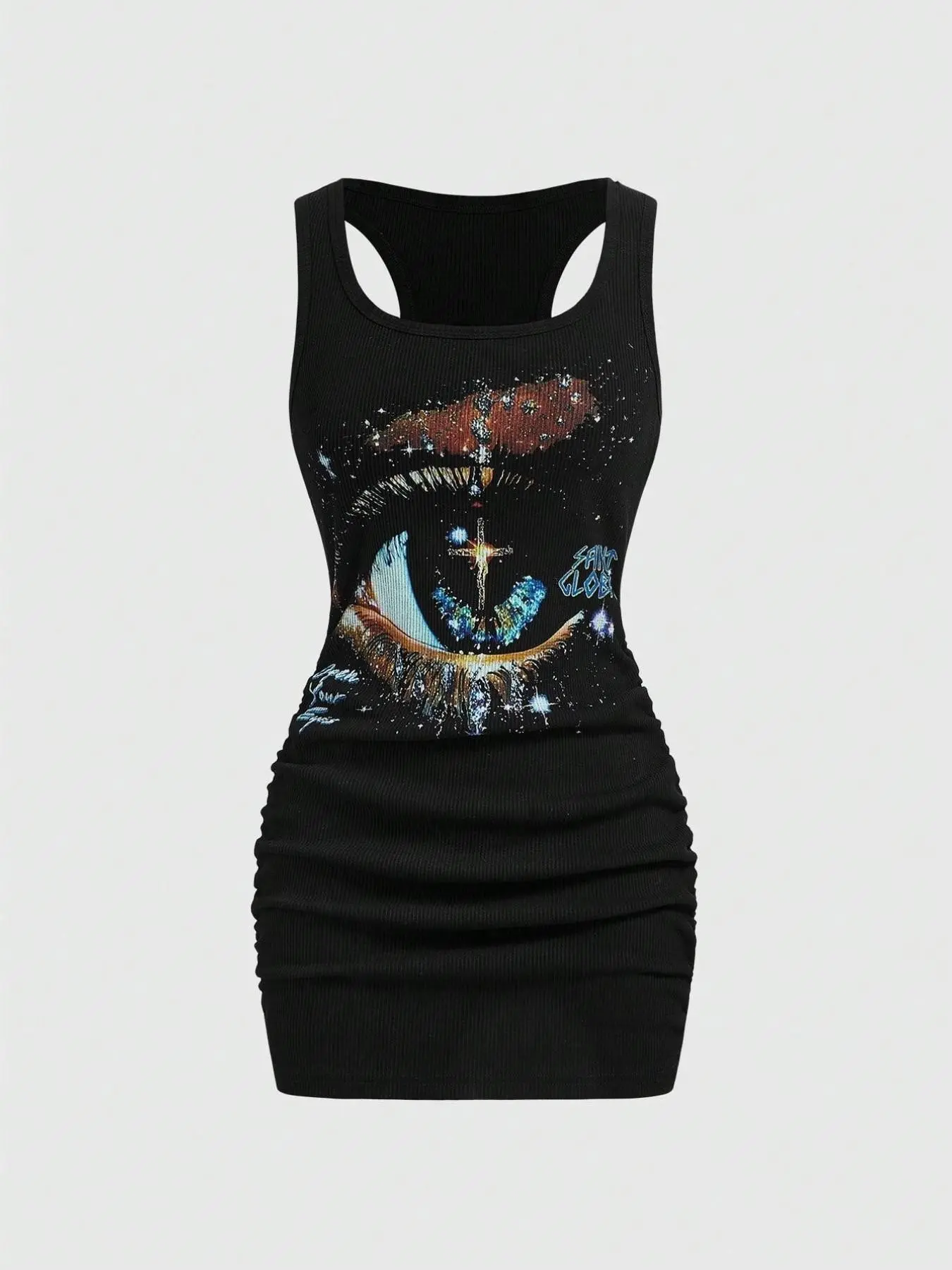Women's Vintage Bad Girl Style Mini Dress, Casual Fitted Dress, Star Print Tight-Fitting Slimming Streetwear, Summer Fashion for All Seasons Aesthetic, Womenswear
