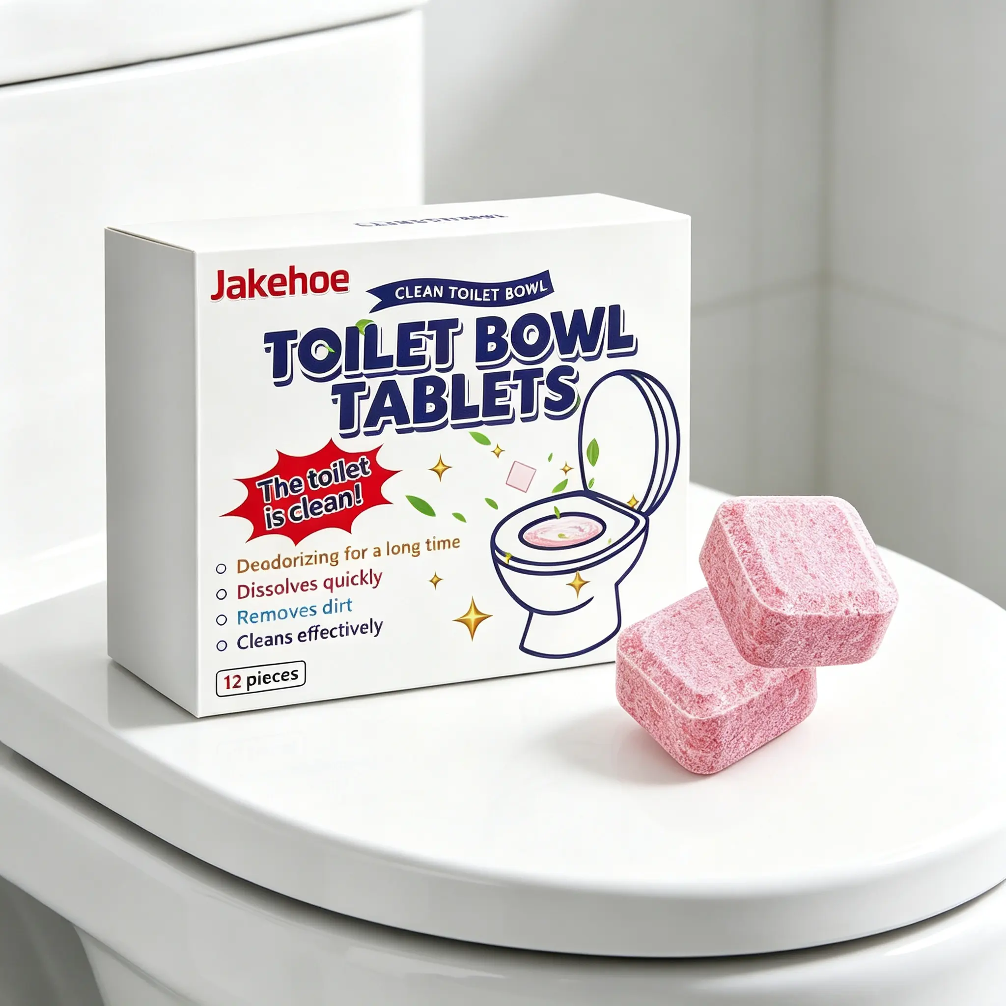 Automatic Toilet Cleaning Tablets, Long Lasting Deep Clean Deodorizer, Safe Odorless Household Bathroom Cleaner, Multi Sizes 12-60 Pack