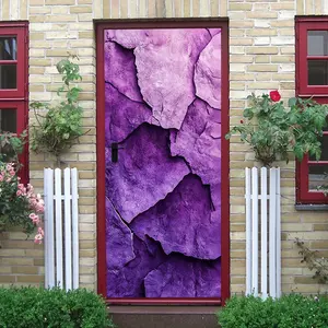 2pcs Purple Cracked Rock Texture Wall Stickers Creative Home Decor Self Adhesive Removable Waterproof Backing Living Room BedroomWall Renovation Decals Stereo Texture Art Wall DecorExclusive Home Improvem