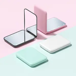 1Count Compact LED Travel Makeup Mirror - 1X/2X Magnification Travel Foldable Mirror with 8 Lights Lighted Makeup Mirror Mini Handheld Compact Mirror for Purse,Pocket,Travel,Suitable for Halloween Christmas