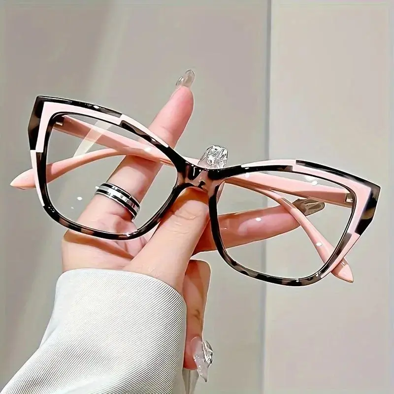 Women’s Cat Eye Reading Glasses Blue Light Blocking Readers Fashion Color Block Frame Lightweight Eyewear 1.0 to 4.0 Magnification for Reading Computer Work Daily Use Stylish Vision Glasses