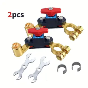 2pcs Car Battery Power Cut-Off Switch Breaker, Pure Copper Stable Transmission High Conductivity Disconnect Switch Smart Battery Disconnect for Car Truck Boat Rv Supplies