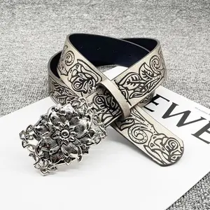 Punk-style personalized retro embossed hollow belt, Y2K hot girl versatile gothic dark style belt, unisex