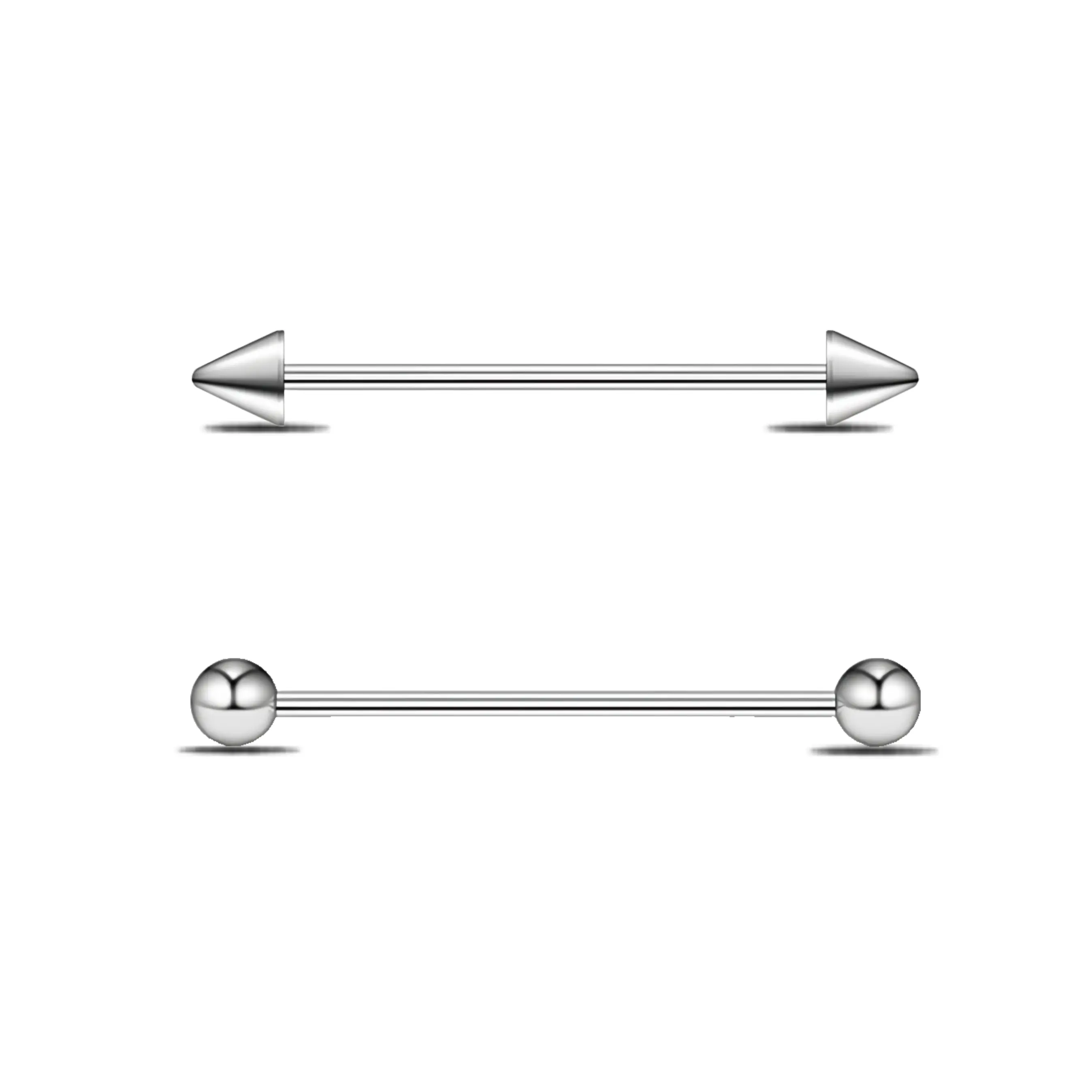HERVAY 14G/36MM Stainless Steel Ear Industrial Barbell Simple Silver Design Unisex Body Piercing Jewelry for Women & Men