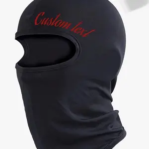 Red cursive custom text ski mask balaclava Cold Weather ( PRESS ADD NOTE TO ADD CUSTOM TEXT)