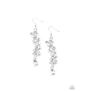 Unlimited Luster - White Rhinestone Silver Earrings - Paparazzi