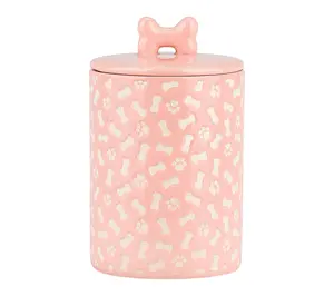 10 Strawberry Street Paw & Bone Wax Resist Ceramic Treat Jar