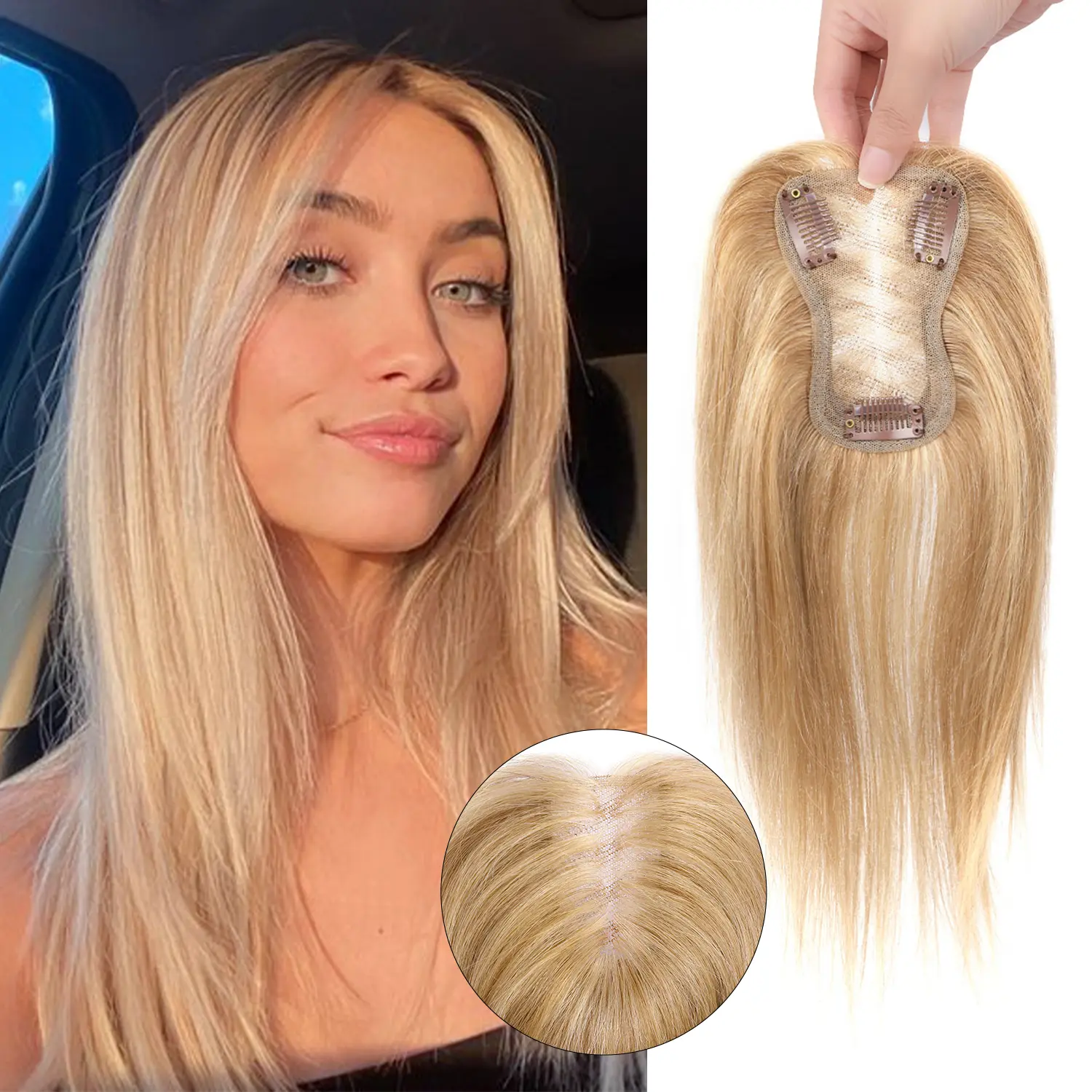 Vasilia Human Hair Toppers for Women 10inch Hair Toppers  display picture 2