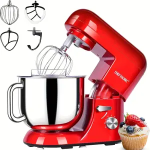 CHEFTRONIC Electric Stand Mixer, 7QT 650W 6Speeds Tilt-Head Dough Mixers, Bread Mixer with Dough Hook, Whisk, 2Beaters, Splash Guard for Baking Bread, Cake, Cooky, Pizza, Muffin, Salad And More