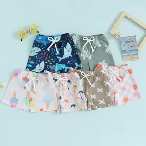 Toddler Baby Boy Swim Trunks Sea Turtle Cartoon Print Elastic Waist Swimming Shorts Suit Summer Pool Beach Clothes Swimwear
