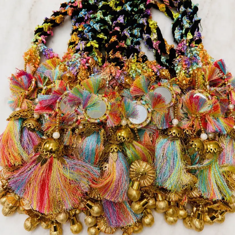 Teej with Eid  special Premium high-quality paranda heavy original mirror work Paul work with crystal work