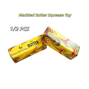 1/2pcs Realistic Butter Stick Squishy Toy, Ultra Soft Stress Relief Toy, Anti-Adhesive Tpr Sensory Squeeze Toy, Adult & Kids, Desk Decor Gift