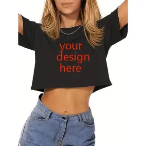 Women' Name/Text/Number Crop Top -  Short Sleeve Round Neck T-Shirt, Loose Fit Casual Blouse with Customization for - Wear, Machine Washable & Layering Piece for Outfits, Parties, Everyday Use (Add /Text)