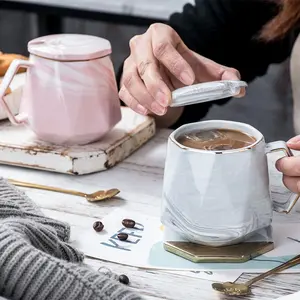 Marble Pattern Ceramic Cup, Non-Bone China Material, Model Xinghao 52aye32, Ceramics Product Type, Ideal for Everyday Use