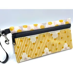 Large Wristlet in Chevron Dots