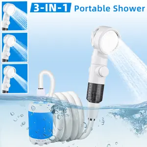 Portable Camping Shower Pump, 3 In 1 Upgrade Rechargeable Electric Camping Shower with 3 Spray Modes for Hiking, Traveling, Pet Bath, Versatile, 650g