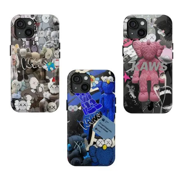 Kaws Aesthetic Shockproof Tough Phone Case, Designer Heavy Duty Protection, Hard Cover for iPhone 11 12 13 14 15 16 17 Pro Max Plus