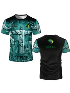 Summer New Brazilian Jesus Football Jersey Wifiru Outdoor Football Training Breathable Uniform Men's Quick Drying T-shirt Children's Top Sport Top