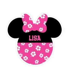 Girl Mouse Head Hibiscus Pattern Cruise Door Magnet - Custom Name Cute Vinyl Magnet for Cabin Door, Fridge, Refrigerator & Lockers - Colorful Birthday Party Favors - Vacation Keepsake Gift