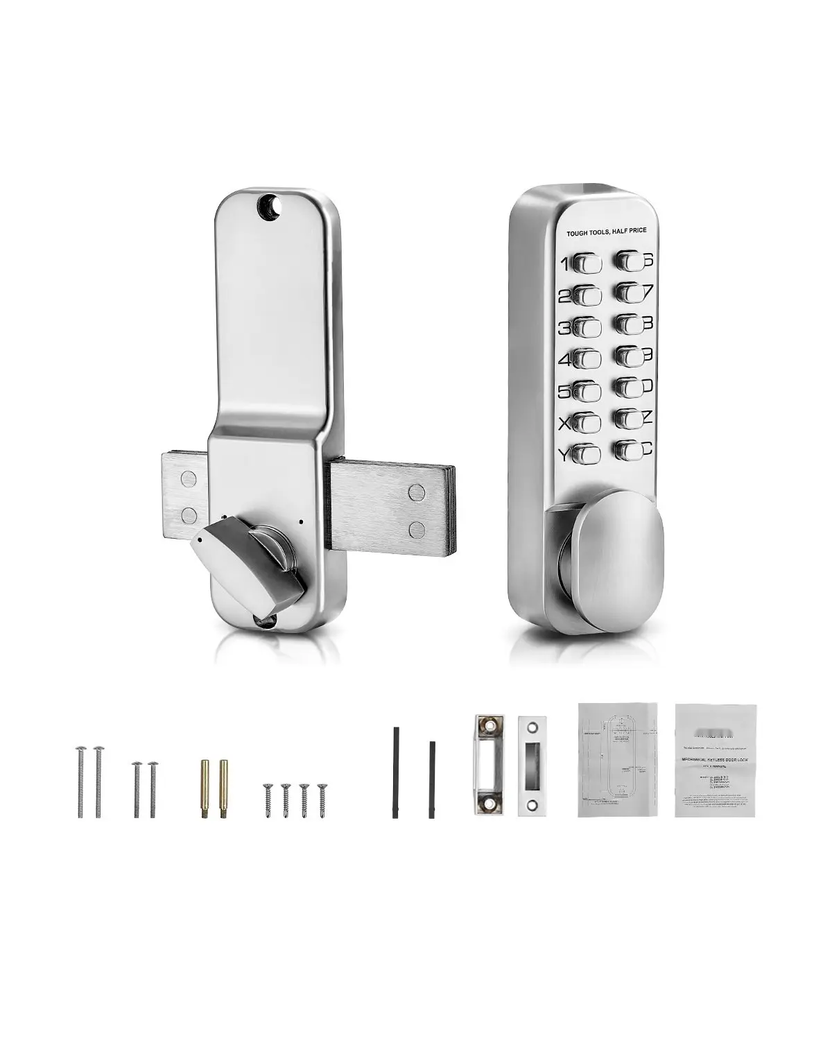 Mechanical Keyless Entry Door Lock Set With 14 Keys For Single-Side Installation, Durable Steel Construction, High Security Mechanical Locking System, Easy Installation, Privacy And Access Control For Residential Doors