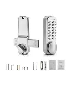 Mechanical Keyless Entry Door Lock Set With 14 Keys For Single-Side Installation, Durable Steel Construction, High Security Mechanical Locking System, Easy Installation, Privacy And Access Control For Residential Doors