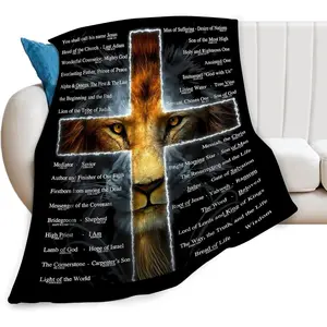 Christian Lion Scripture Jesus Cozy Blanket Throw - Soft Wool Blanket for Adults, Sofa, Bed - 101.6cm x 127cm