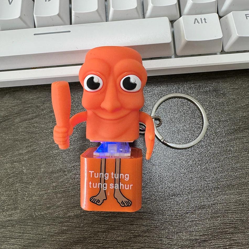 Stick man Tung tung tung Tungtungtung Anime Wooden Keychain Stick Man Figure with Luminous Pendant Collectible Decorative Gift