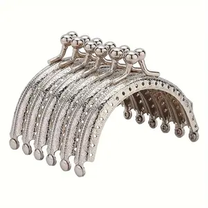 5pc  Half-circle Metal Purse Frames - Classic Lock Fastening Details - Metal - For Handmade Wallets & Handbags - Perfect Gift for DIY Enthusiasts & Crafters