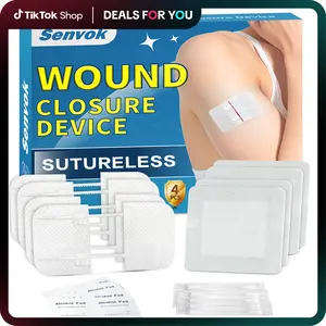 Senvok Zip Stitch Wound Closure Strips 4-Pack Stitchless Butterfly Bandages Healthcare Kit Aid dealsforyoudays Medical Accessories Sheer Gauze
