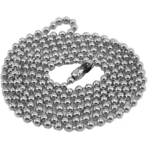 "25-Pack Anti-Corrosion Nickel Plated Beaded Neck Chains, 36” Adjustable Steel Lanyard for ID Badges, Police Badges & Military Dog Tags"