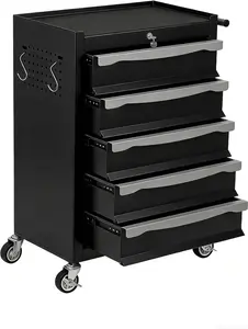 5-Drawer Rolling Tool Chest on Wheels, Heavy-Duty Cold-Rolled Steel Rolling Tool Cart with Keyed Lock, Drawer Liners, Latch System & Connectable Link Buckle, Tool Storage Cabinet for Garage Workshop