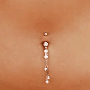 Beaded Tassle Belly Ring - Surgical Steel 14 Gauge Hypoallergenic Jewelry for Unique Style
