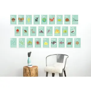 English Alphabet 08x10 Inch Print Wall Cards, Our World, Nature Themed, Kid's Wall Art, Nursery Decor, Kid's Room Decor, Gender Neutral Nursery Decor