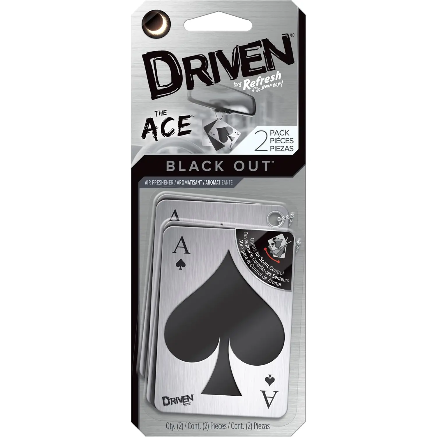 Refresh Your Car The Ace Car Air Freshener, Odor Eliminator, 2 Per Pack, Black Out Scent, Driven by Refresh Your Car